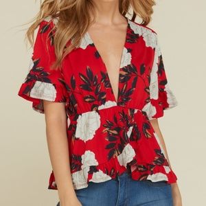 Tara Ruffle V-neck Blouse